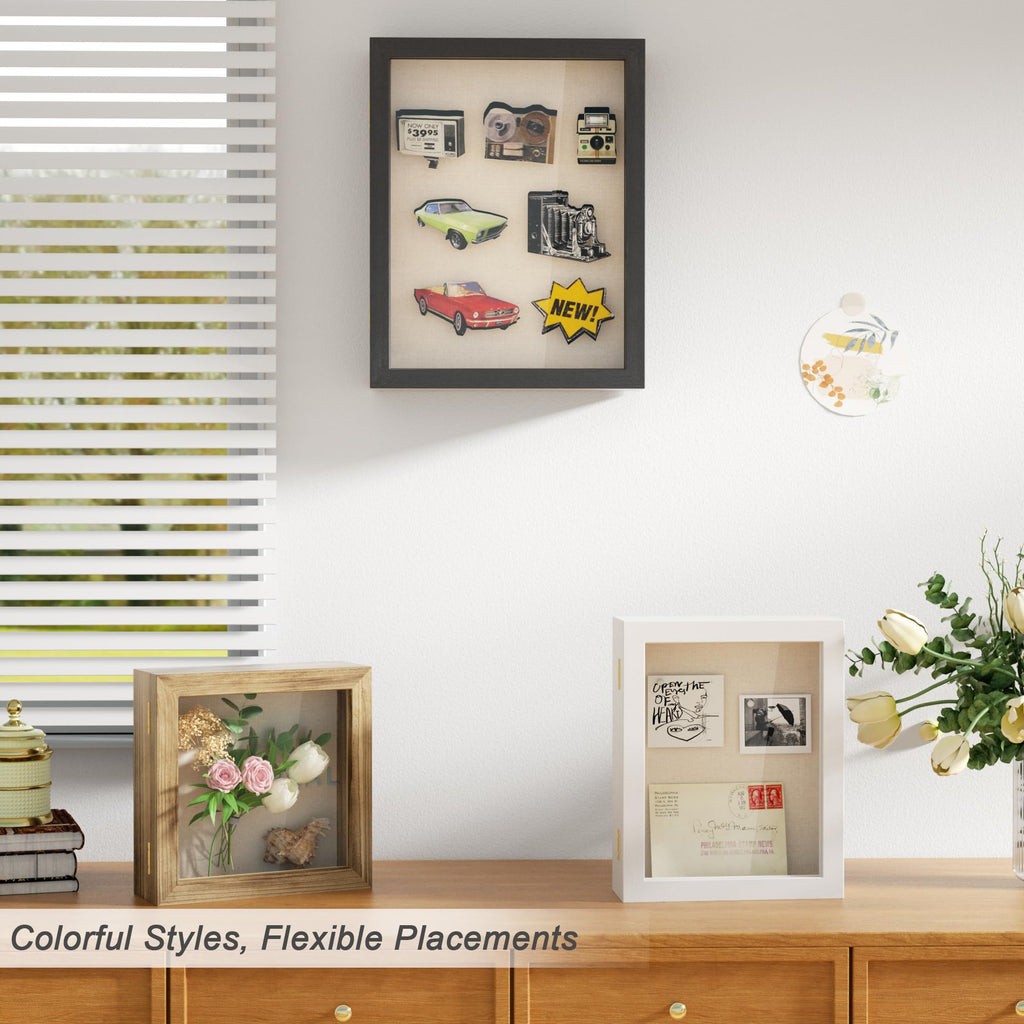 8x8 Deep Shadow Box Frame, Solid Wood Frame, Carbonized Black