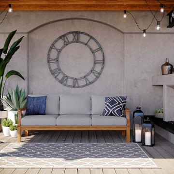 Marina Outdoor Patio Teak Sofa in Natural Gray