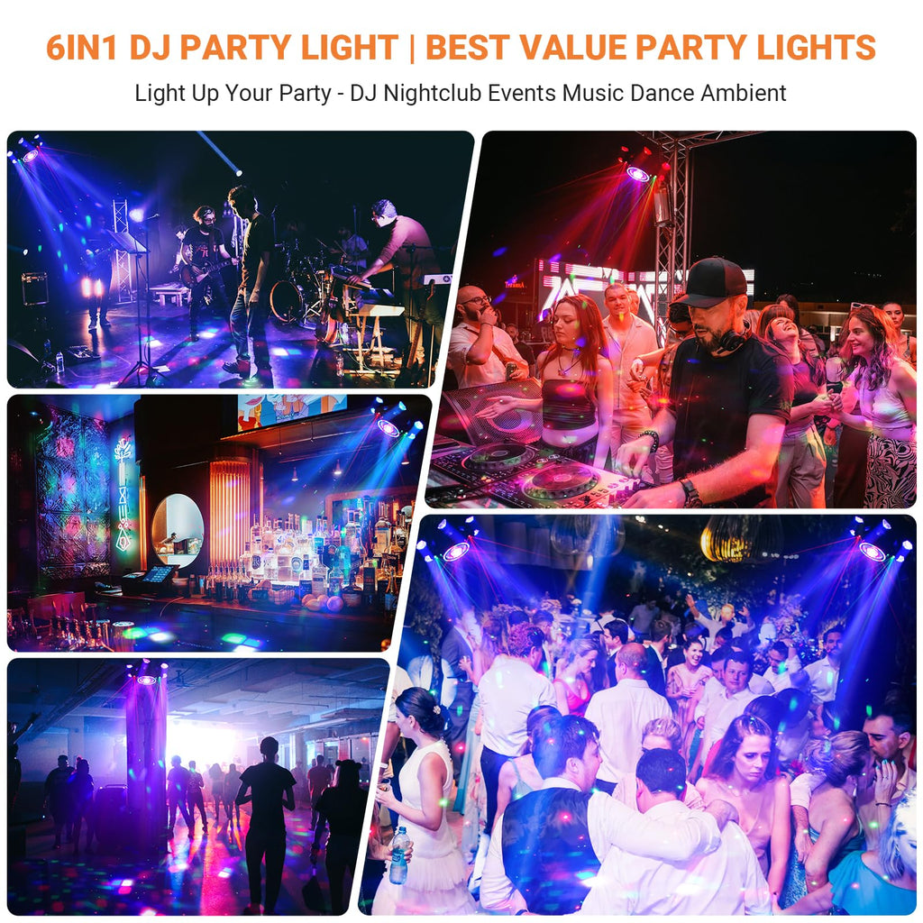 6 Arm Moving Head DJ Lights for Party Remote Control