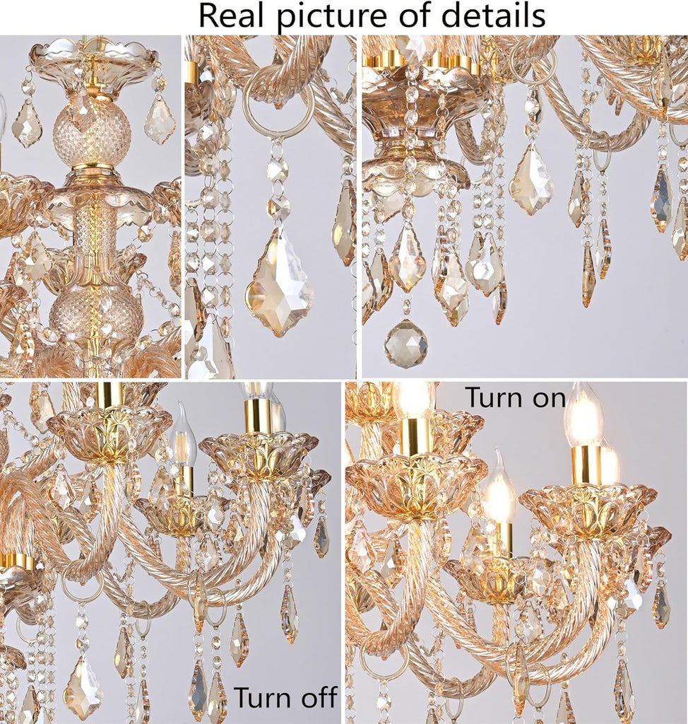 18-Light Crystal Chandeliers Luxurious K9 Crystal Candle Pendant Lamp Ceiling Lighting for Dining Living Room Bedroom Hallway Entry (18 Lights)