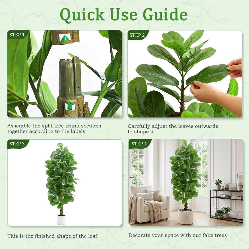 Faux Fiddle Leaf Fig Tree 6FT, Large Artificial Plants Indoor