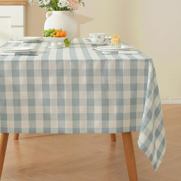 Checkered Tablecloth Square, Buffalo Plaid Table Cloth Washable Wrinkle Free, Cotton Linen Gingham Table Cover for
