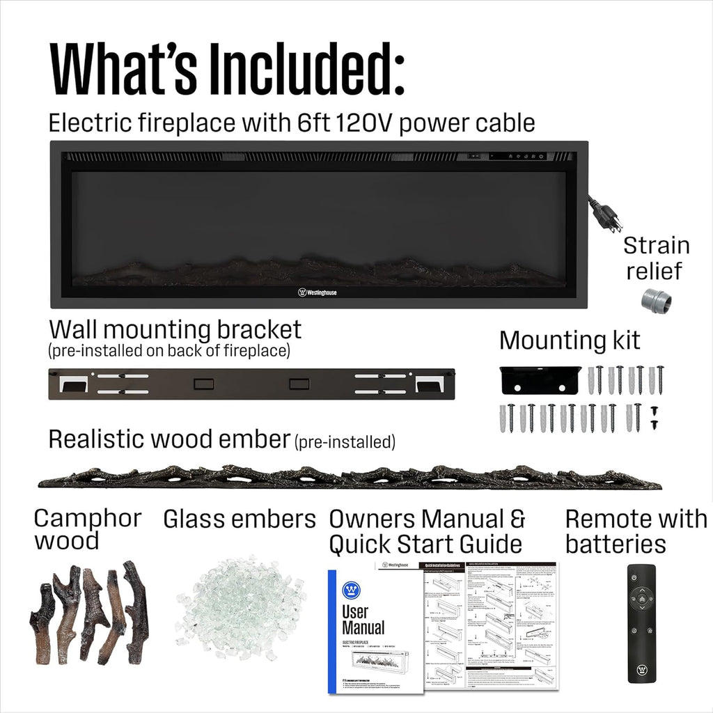 50 Inch Electric Fireplace Heater, Compatible with Alexa & Google Home