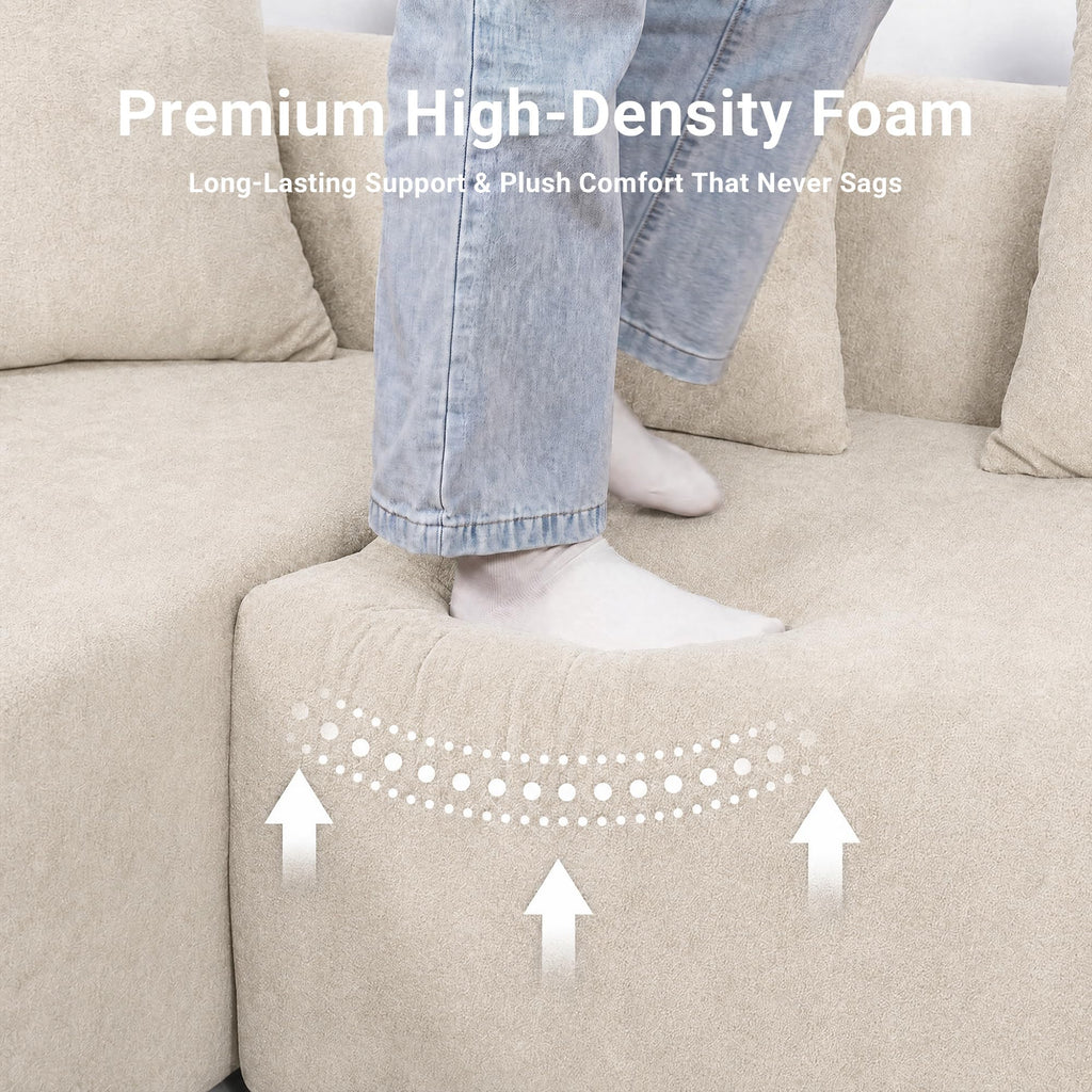 106" Boneless Couches, Modular Sectional Sofa, Beige