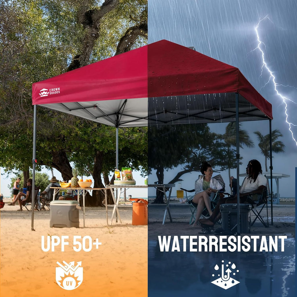 10x10 Pop Up Canopy Tent - Patented Center Lock One Push Instant Outdoor Canopy Beach Tent with STO-N-Go Bag 8 S - K8VS