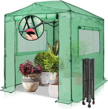 8x6 Easy Setup Pop Up Greenhouse, Clear/Green