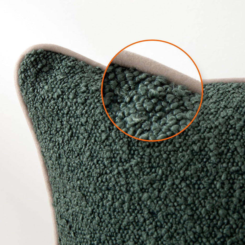 Boucle Lumbar Throw Pillow Covers, Green, 12×20in, Pack of 2