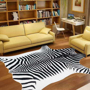 Zebra Rug 7.6x6.2 ft Area Rugs Black White Stripes Funky Area Rugs Living Room Dining Room Animal Rug Carpet