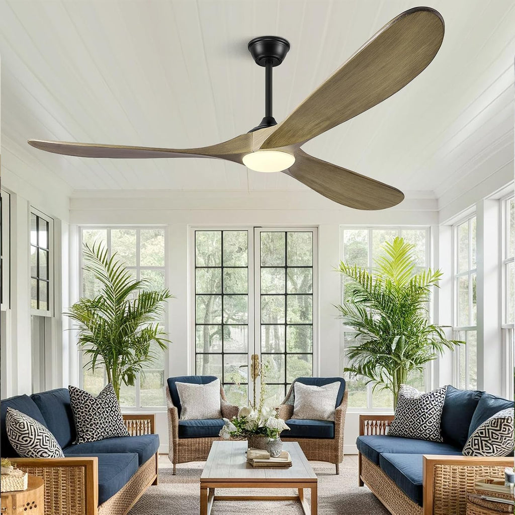 Inspired Maverick Style 52" Wood Ceiling Fan with Light and Remote, 3 Walnut Blades, Reversible DC Motor, Indoor/Outdoor - Bronze Gray - Image 8
