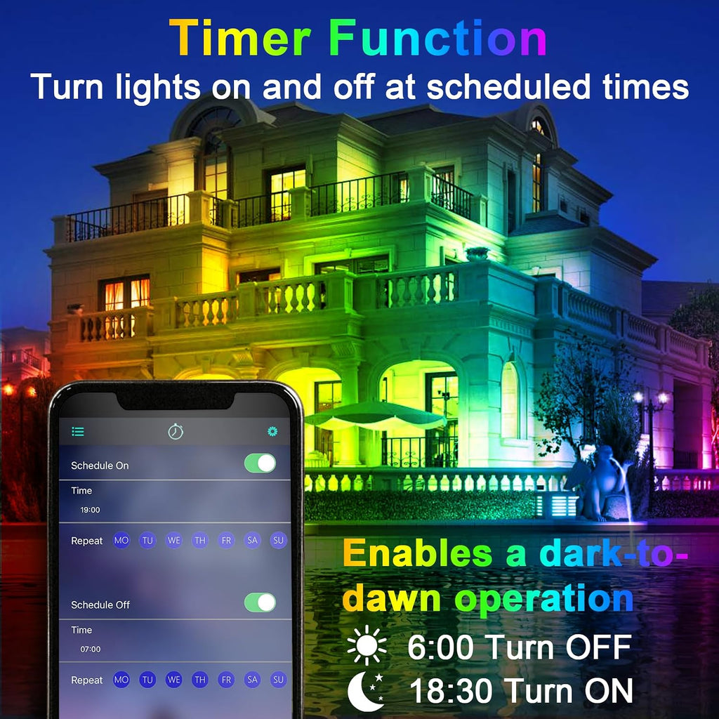 RGB Flood Light 600W Equivalent 6000LM, Colored Flood Lights with APP Control, Smart RGB Lights Colored 16 Million