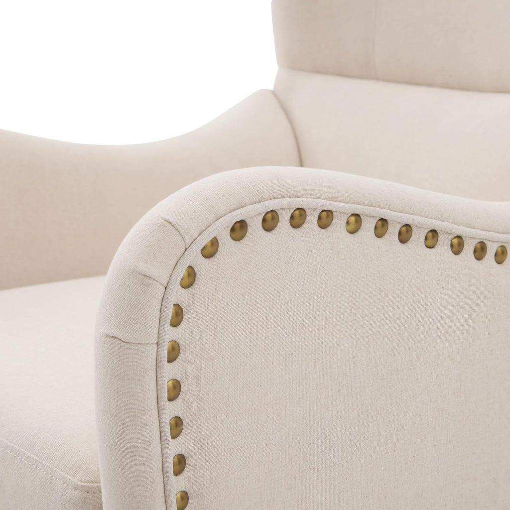 Wingback Accent Chair with Ottoman, Upholstered High Back Reading Armchair and Footrest Set, Nailhead Trim Lounge