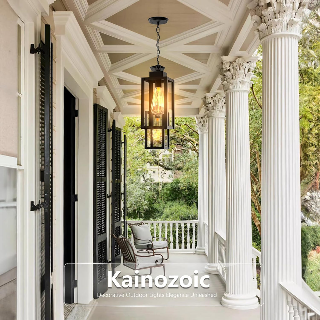 Outdoor Pendant Light Fixture Waterproof Outdoor Hanging Porch Light Anti-Rust Exterior Hanging Outdoor Lantern for Porch Yard Front Door Garage Balcony Patio Garden