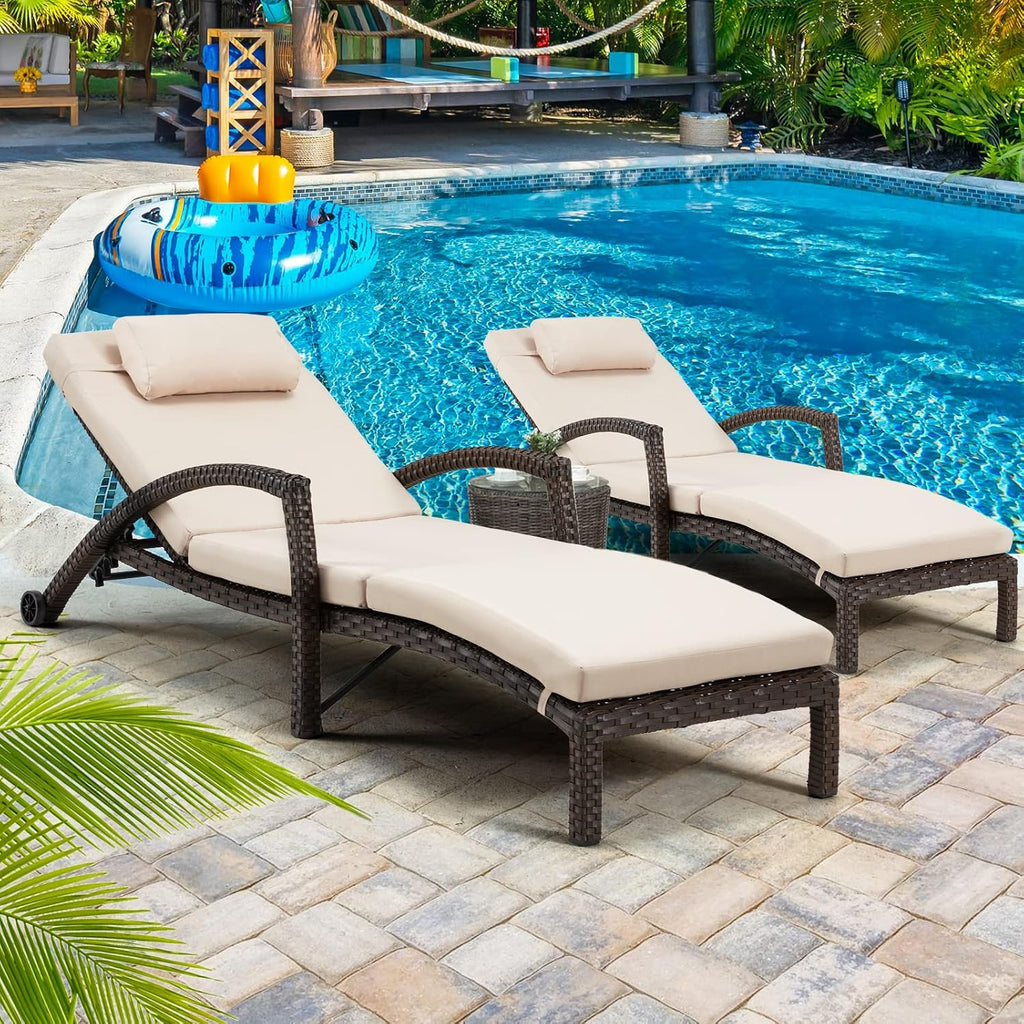 Chaise Lounge Chairs Set of 2 for Outside