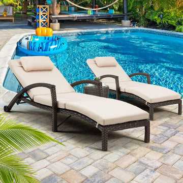 Chaise Lounge Chairs Set of 2 for Outside