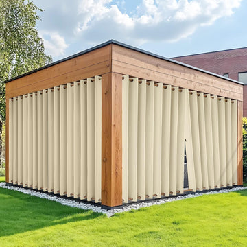 Waterproof Outdoor Curtains with Zipper Top & Bottom Grommet Thermal Privacy Drapes 2 Panels Gazebo Outside Blackout