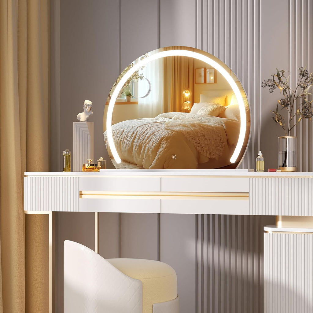 Vanity Mirror with Lights, 22.8" x 18.1" LED Makeup Mirror, Lighted Makeup Mirror with Lights, Smart Touch Control 3