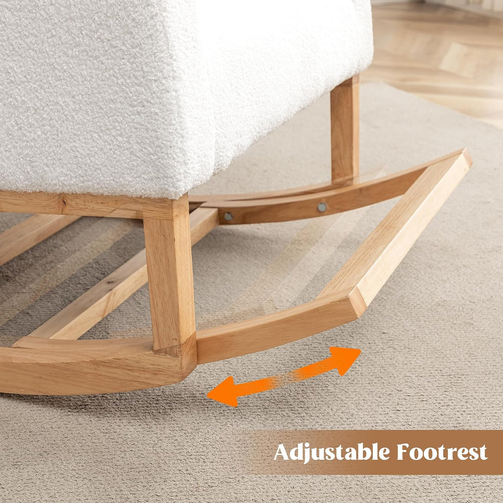 Rocking Chair Nursery, Nursing Rocking Chairs for Mom Nursery, Comfy Wingback Glider Rocking Armchair with Foot Rest