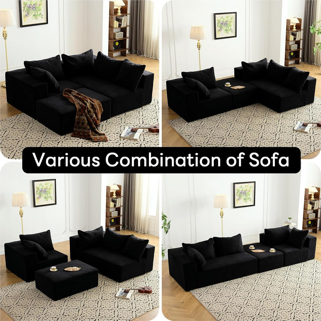 Modular Sectional Sofa - Modern L Shaped Boneless Couch with Deep Seat