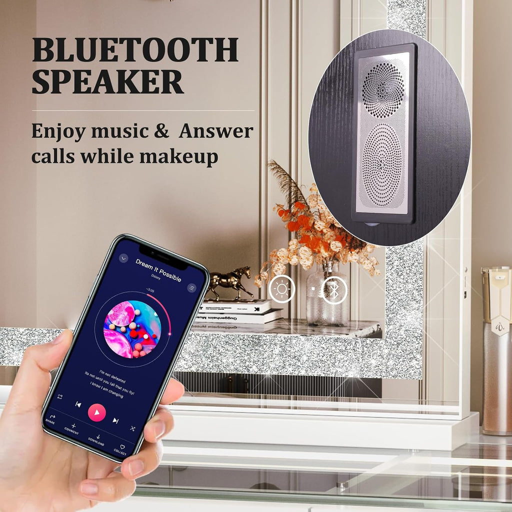 Vanity Mirror with Lights 23” x 18” Hollywood Makeup Mirror with Light Strip Smart Touch Control 3 Colors