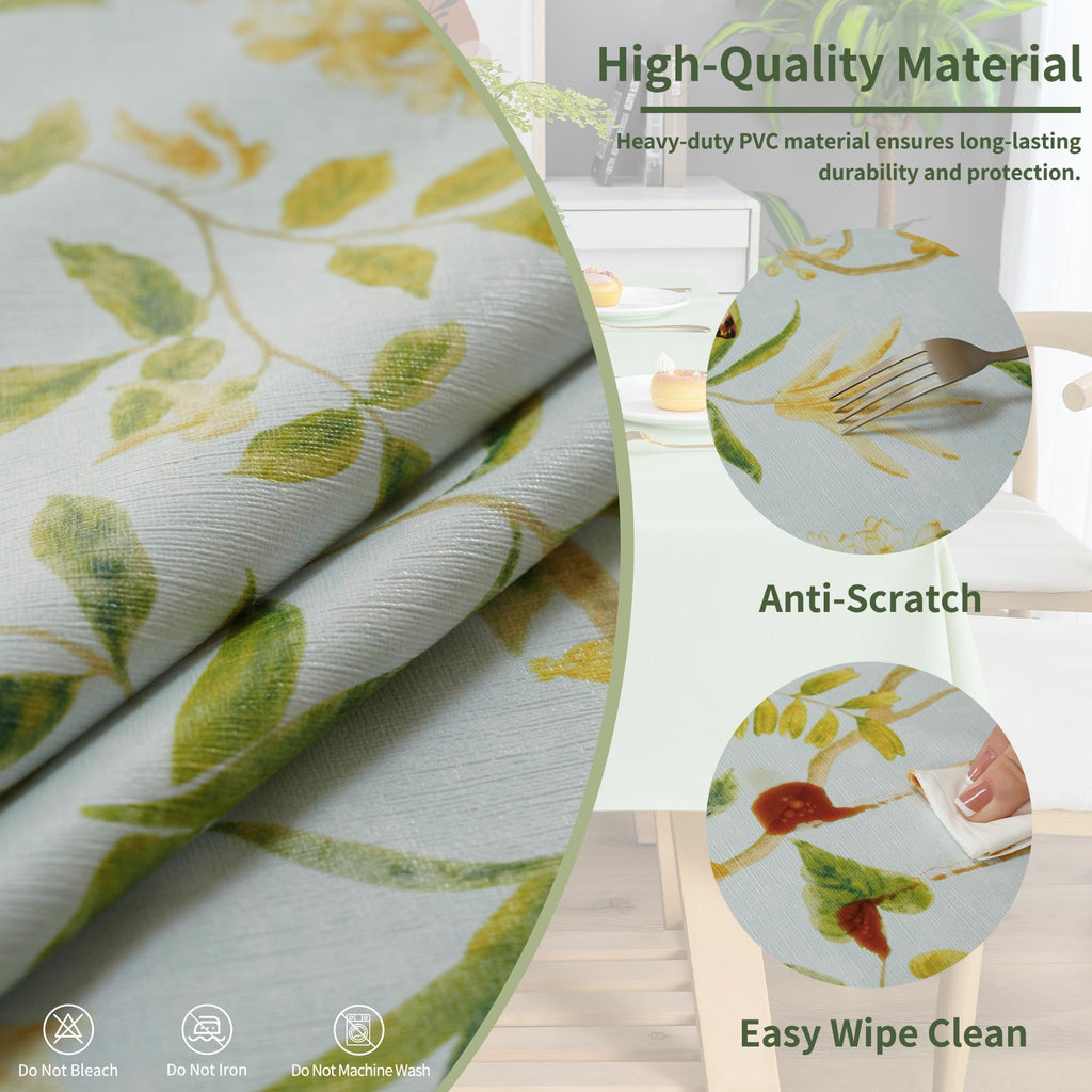Rectangle Table Cloth, 100% Waterproof Tablecloth Oil Proof Spill Proof Vinyl Table Cloth, Wipe Clean Plastic Table