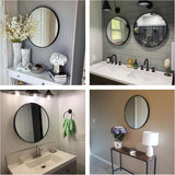 Round Mirror, Black Round Mirror 24 inch, Circle Wall Mirrors Metal Frame, Circular Mirrors for Wall, Living Room