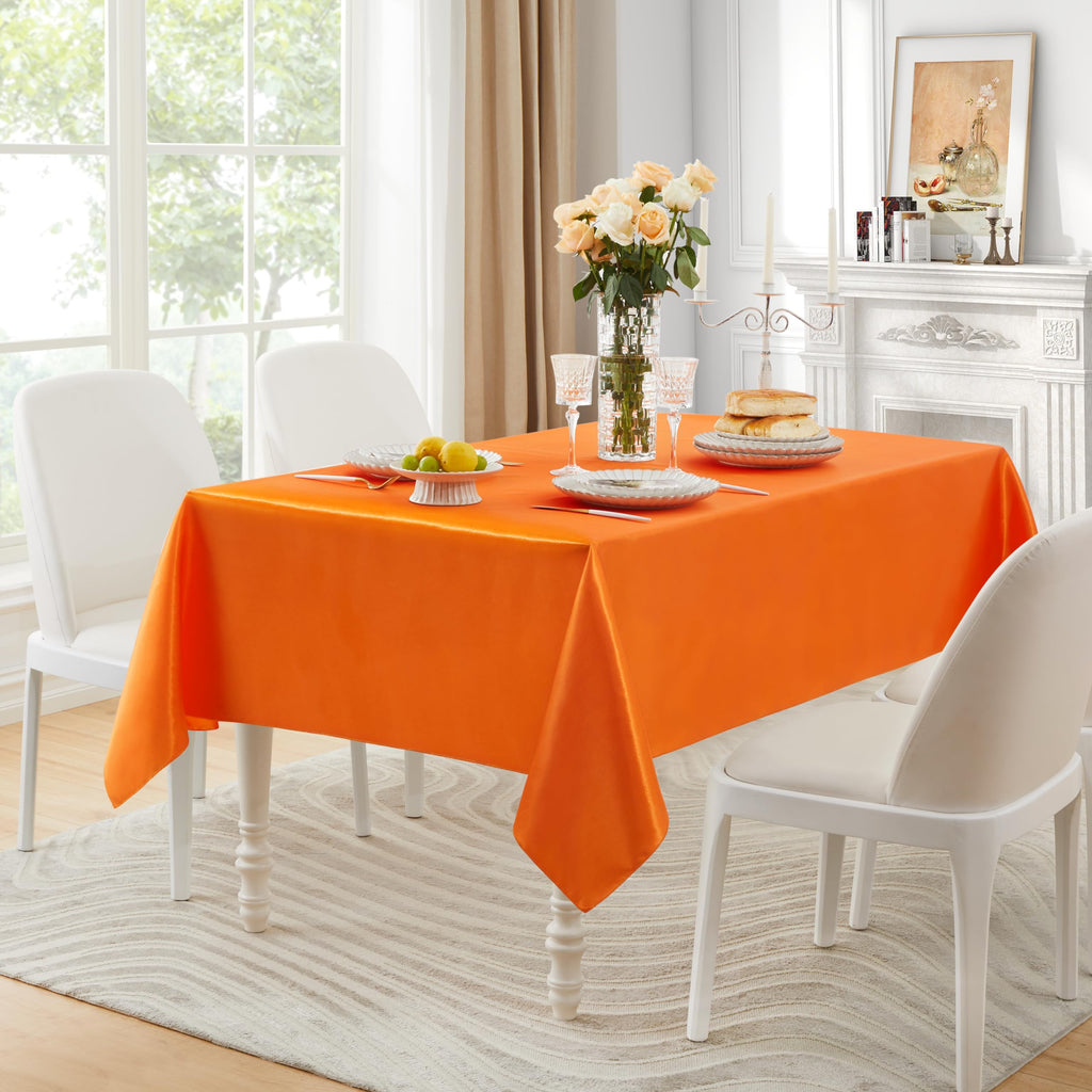 6 Pack Satin Table Cover Rectangle, 60 x 84 Inches, Orange