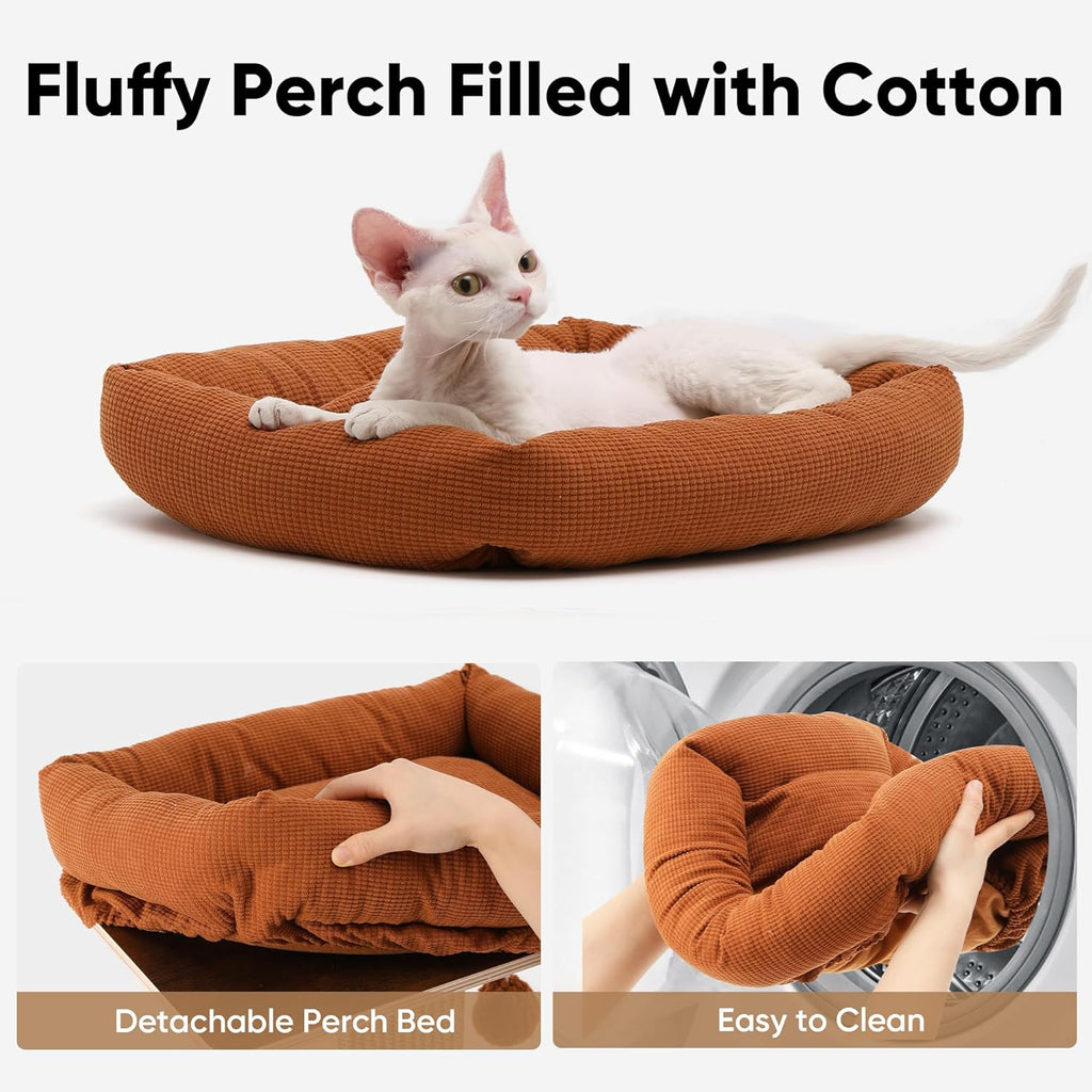 Cat Scratching Post, Retro-Style Tall Scratch Posts with Perch for Infoor Cats Adults