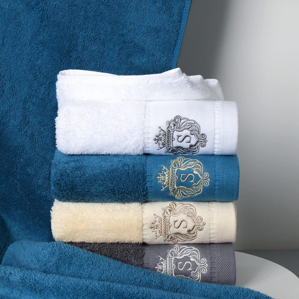 Luxury Bathroom Super Soft and Highly Absorbent Premium 100% Cotton Bath Towel Set for Gifts (White-D)
