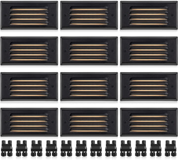6" Low Voltage Step Lights Outdoor 5W 3000K Black Aluminum 12-Pack
