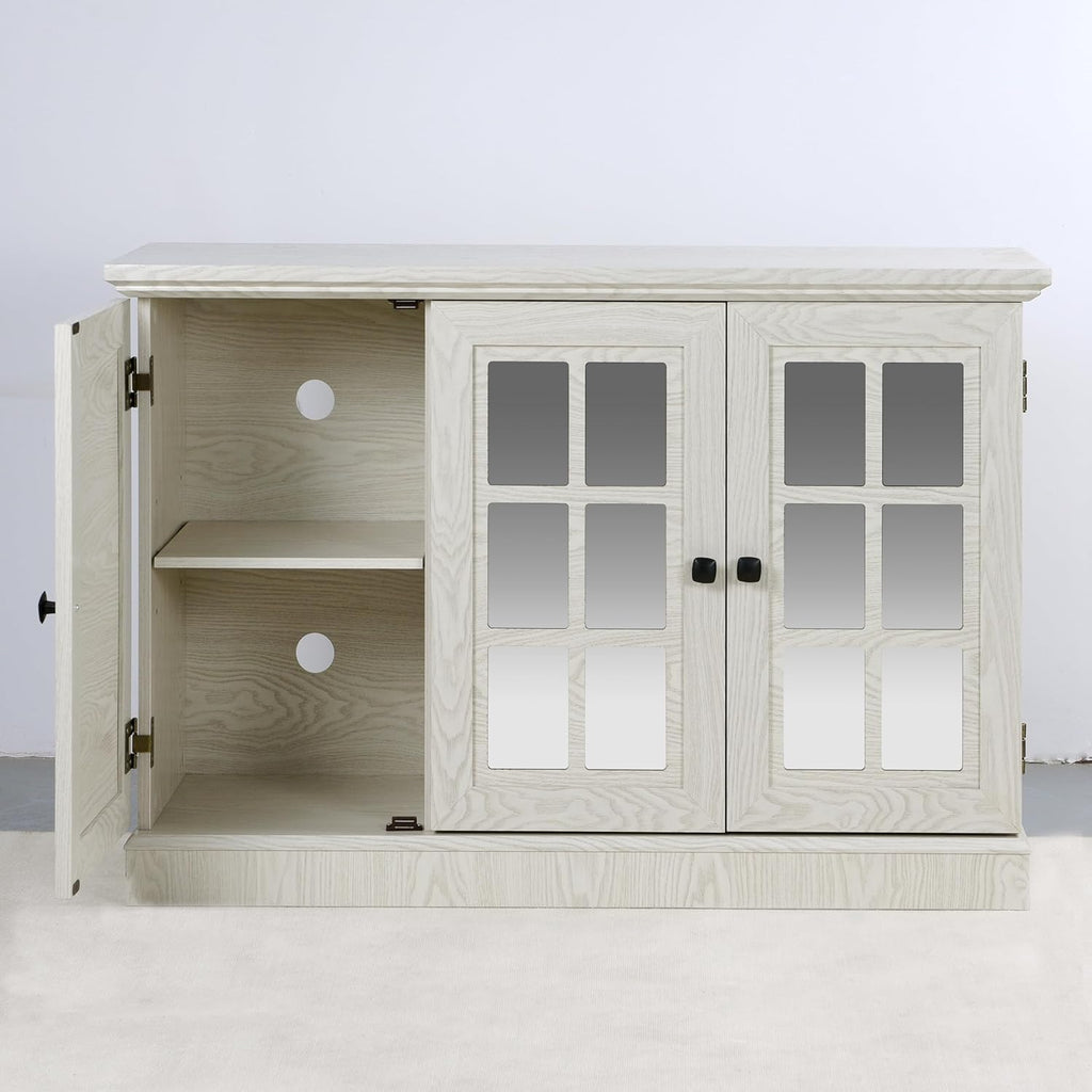 45" Modern Buffet Sideboard Cabinet, Storage Cabinet with 3 Acrylic Mirrored Doors & Adjustable Shelves