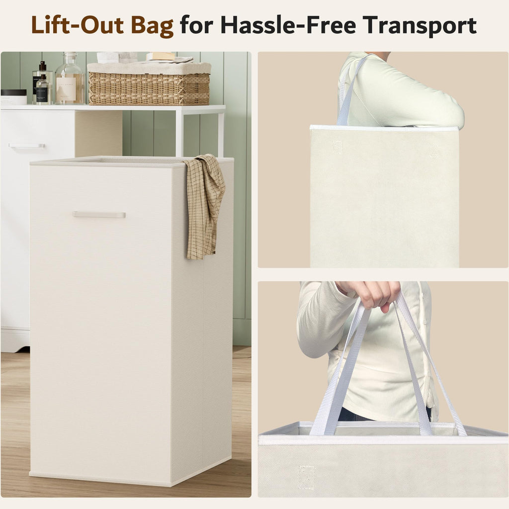 Double Pull-Out Laundry Hamper Cabinet with Removable Bags