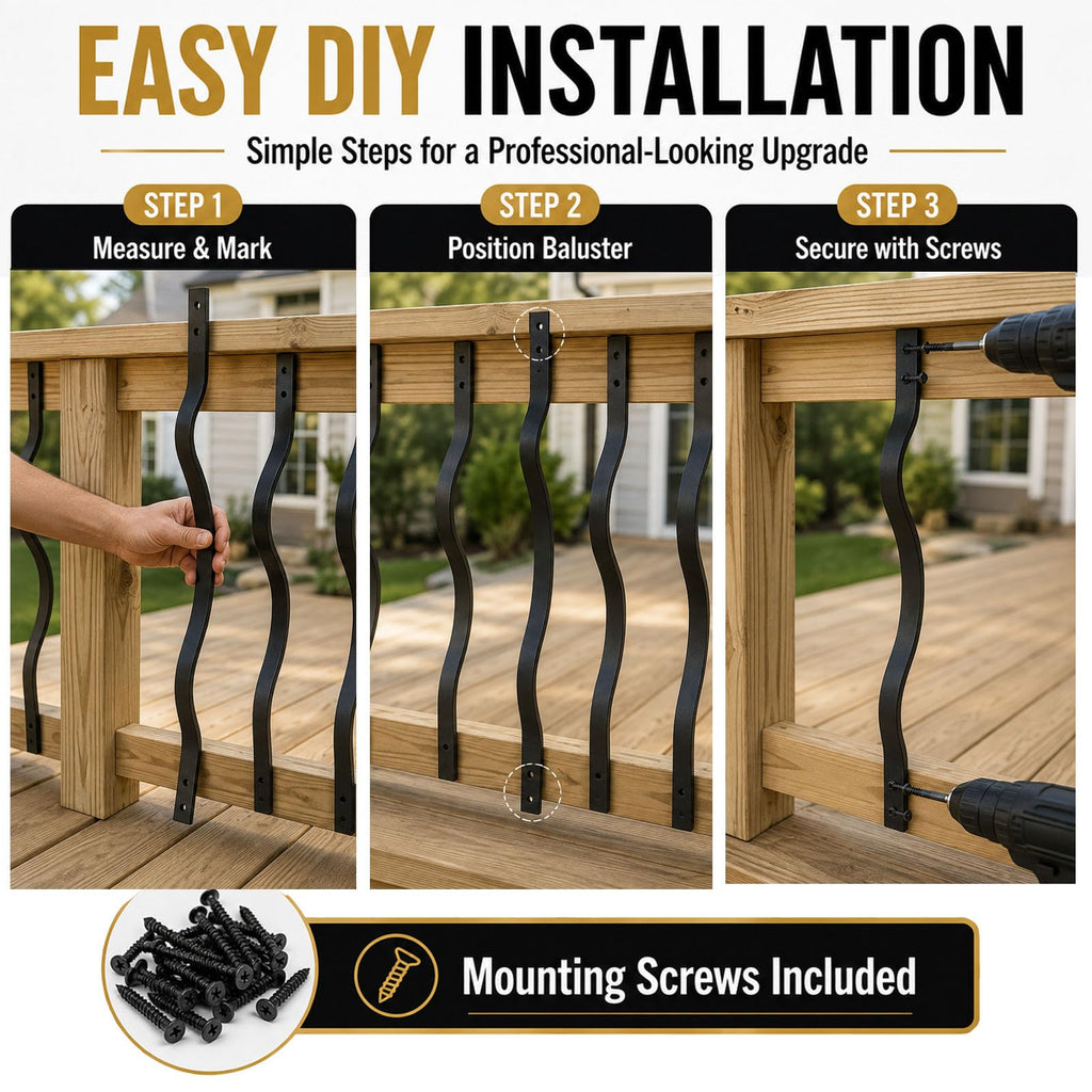 61 Pack 32.25" Deck Balusters, Heavy Duty Deck Railing with Screws