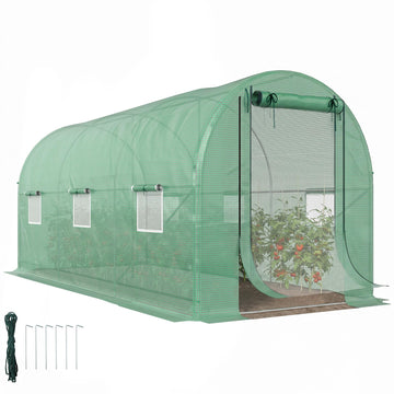 14.6'x6.5'x6.6' Hoop House Greenhouse with 2 Support Rods Green