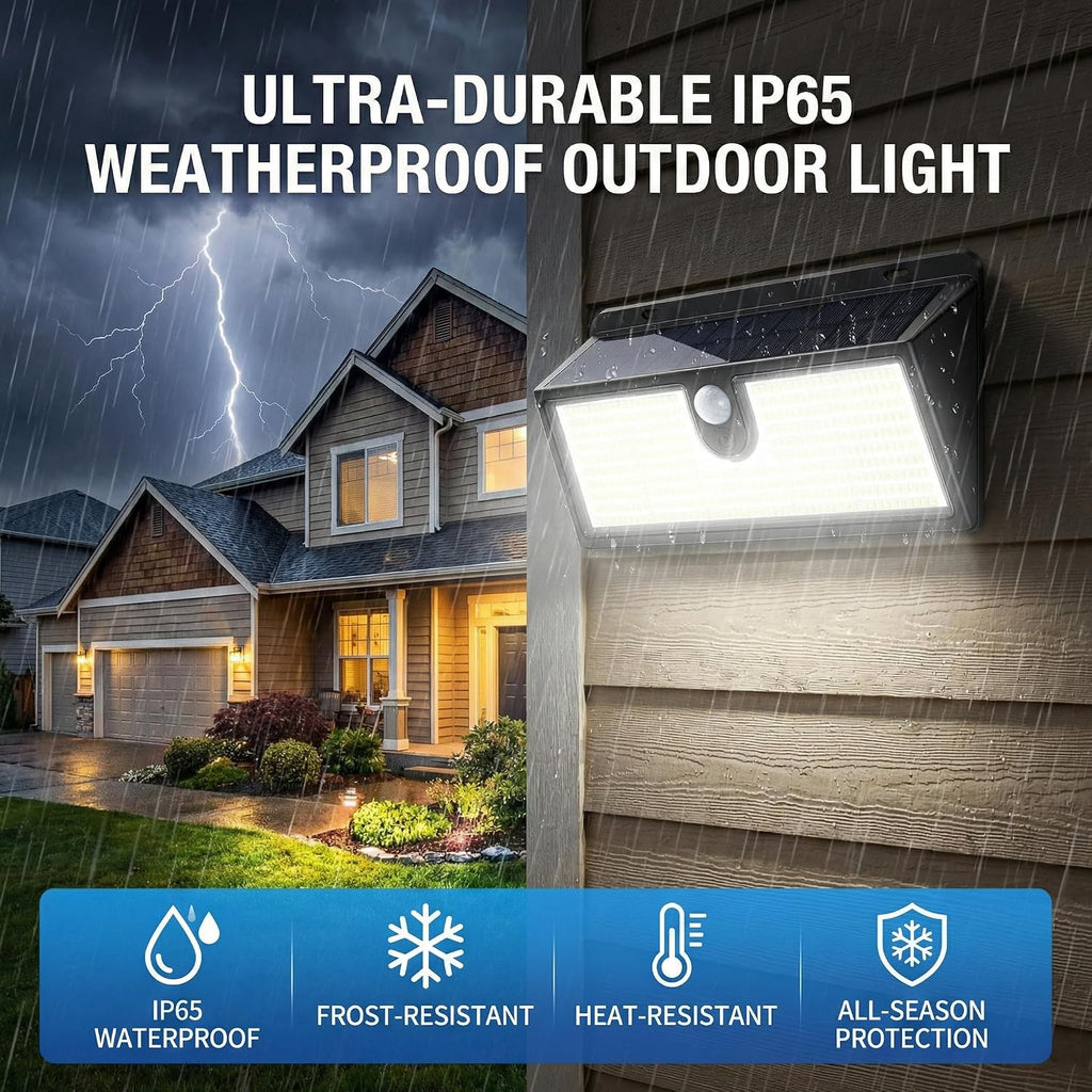 Solar Flood Lights Outdoor Motion Sensor, 452 LED Solar Security Lights with 26FT PIR Sensor, 270° Wide Angle, 30%