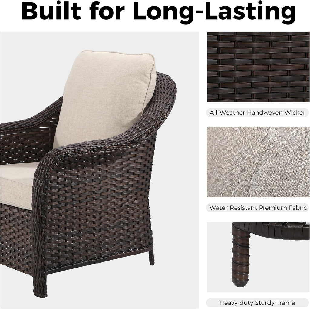 55 inch Outdoor Wicker 2 Seater Sofa, All-Weather Use Patio Rattan Loveseat with Seat and Back Cushion, Ideal for