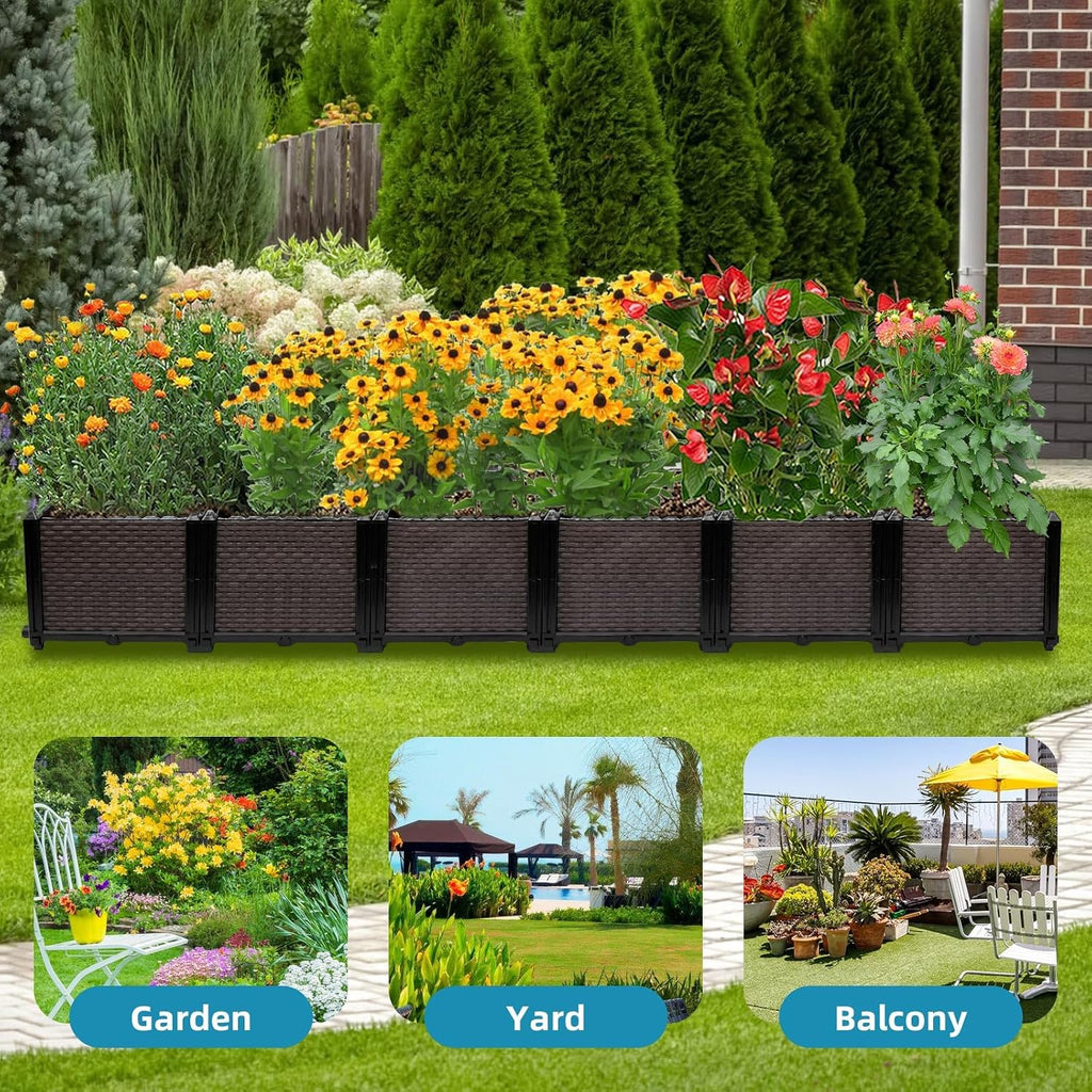 Large Raised Planter Box Outdoor Self Watering 94.4"x15.7"x14.2", Deep Raised Garden Bed - Elevated Garden Box with
