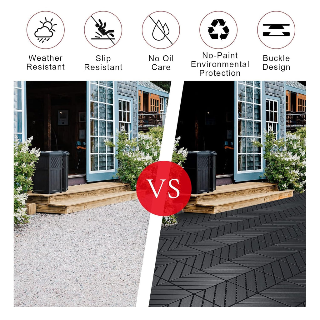 9 Pack Interlocking Deck Tiles, 12"x12" Patio Pavers, Heavy Duty Plastic Outdoor Flooring with Drainage, Waterproof