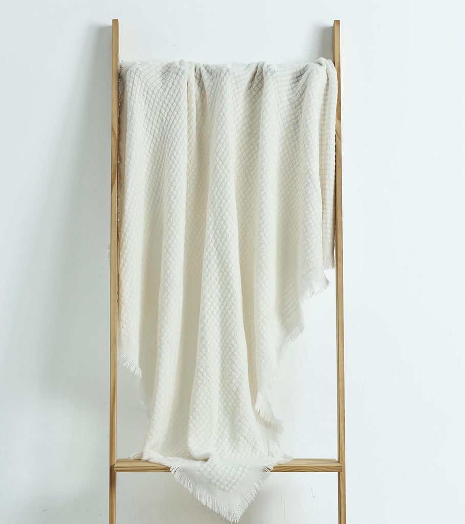 Farmhouse Boho Knitted Throw Blanket, Soft Warm Cozy Light Weight for Spring Summer Fall (50''X60'' Off