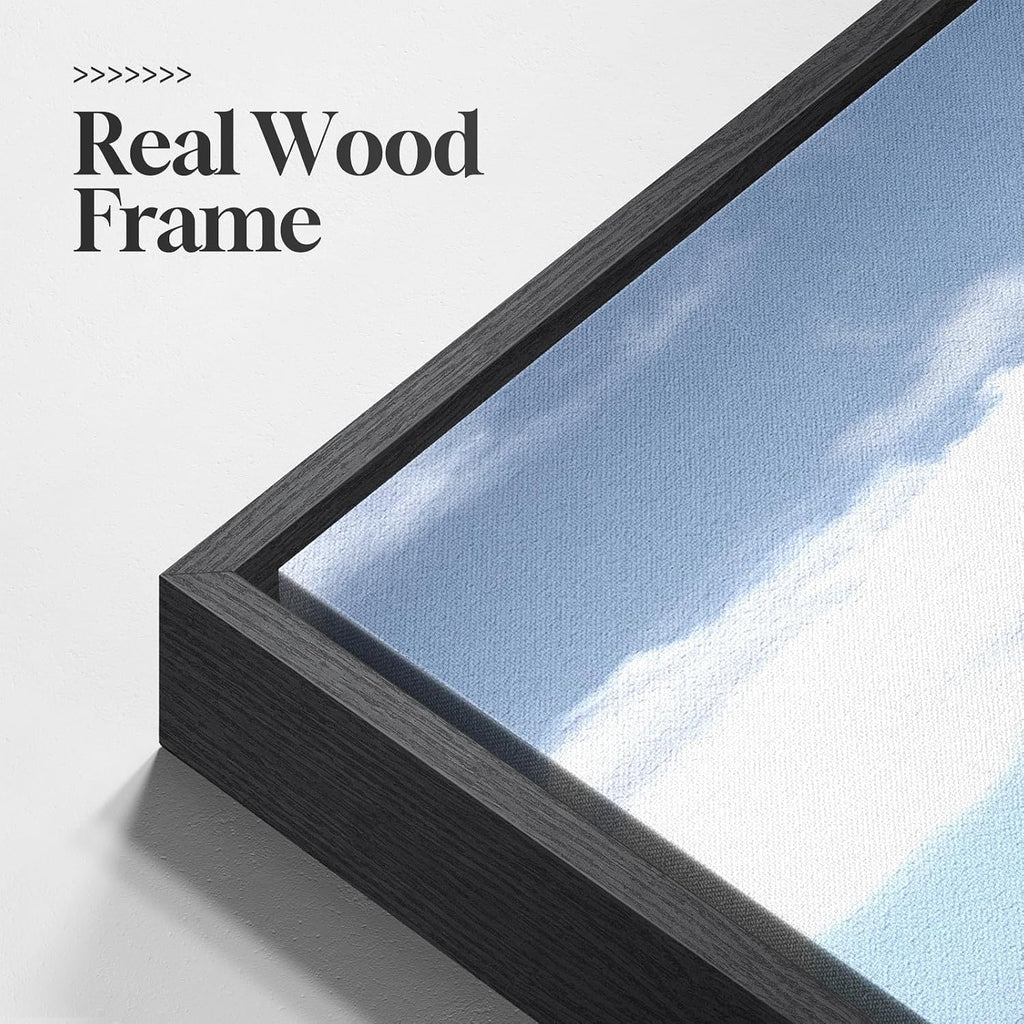 Framed Motivational Wall Art Decor, Set of 3 Inspirational Modern Iceberg Canvas Wall Art Prints, Navy Blue Positive