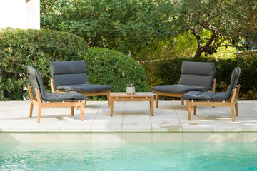 Certified Teak Wood| Durable and Ideal for Outdoors Grosseto 5-Piece Patio Sectional Set, Black