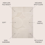 Y Nordby High-Low Arch Striped Ivory/Cream Indoor/Outdoor Area Rug, 8x10, Modern, Contemporary, Geometric