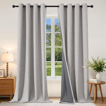 Blackout Curtains 96 Inches Long, Light Blocking Curtains 2 Panels with Grommets, Thermal Insulated, Noise Reducing
