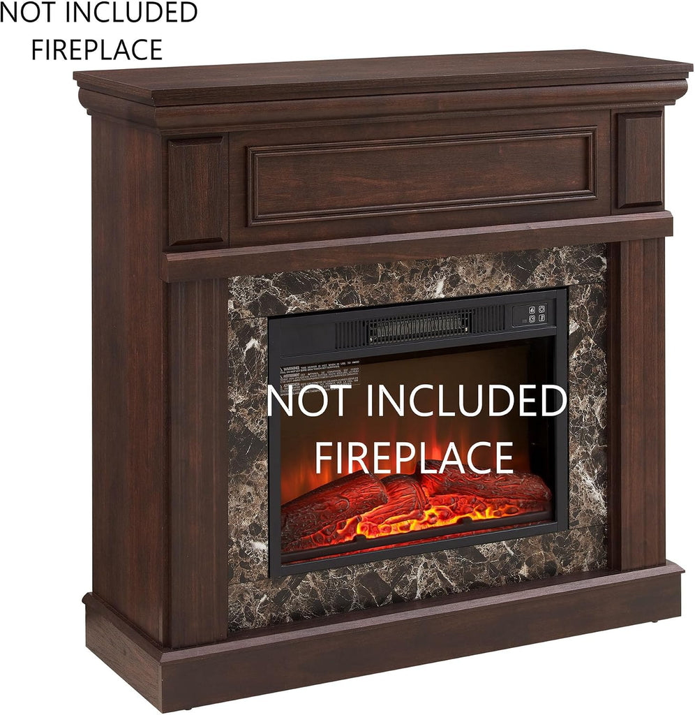 Freestanding Surround, White Faux Fireplace with Legs, Modern Fire Place Mantels with Decorative Pattern for
