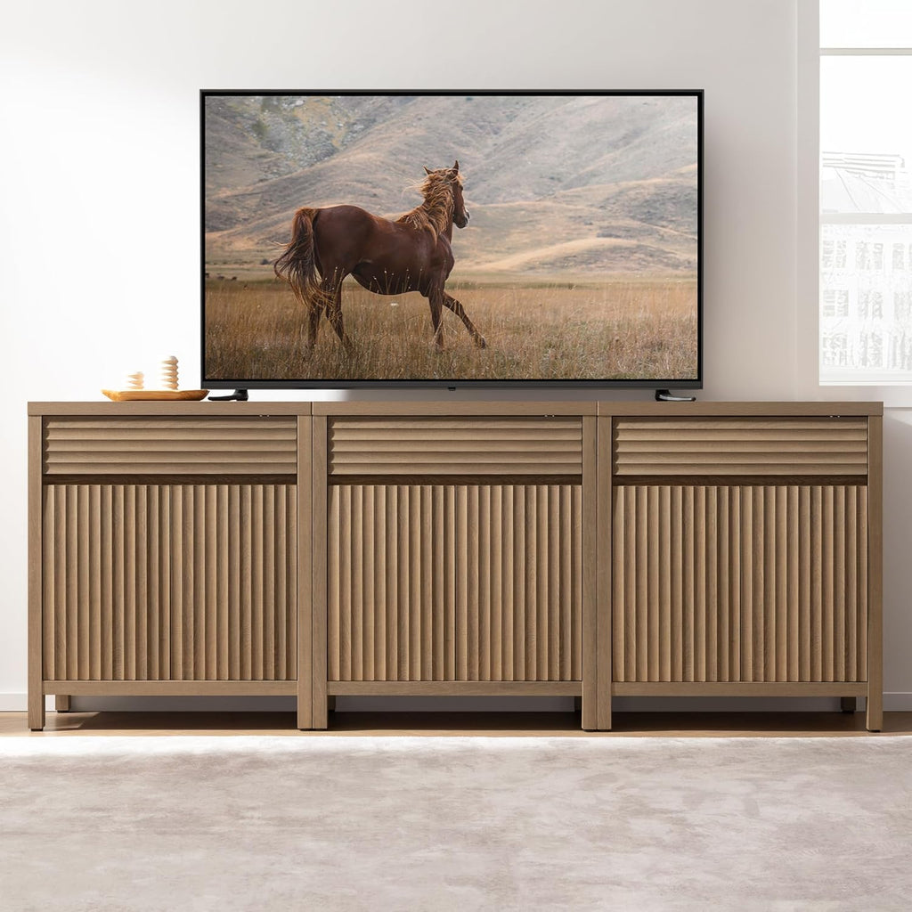 58" Fluted Buffet Cabinet with Storage, Modern Farmhouse Sideboard with Drawers & 3-Level Adjustable Shelves