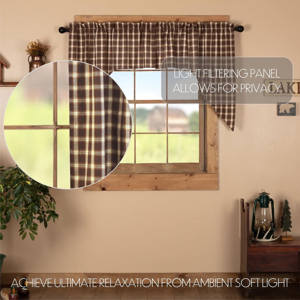 Rustic & Lodge Farmhouse Kitchen Window Curtains-Rory Swag Pair, 36x36x16, Chocolate Brown