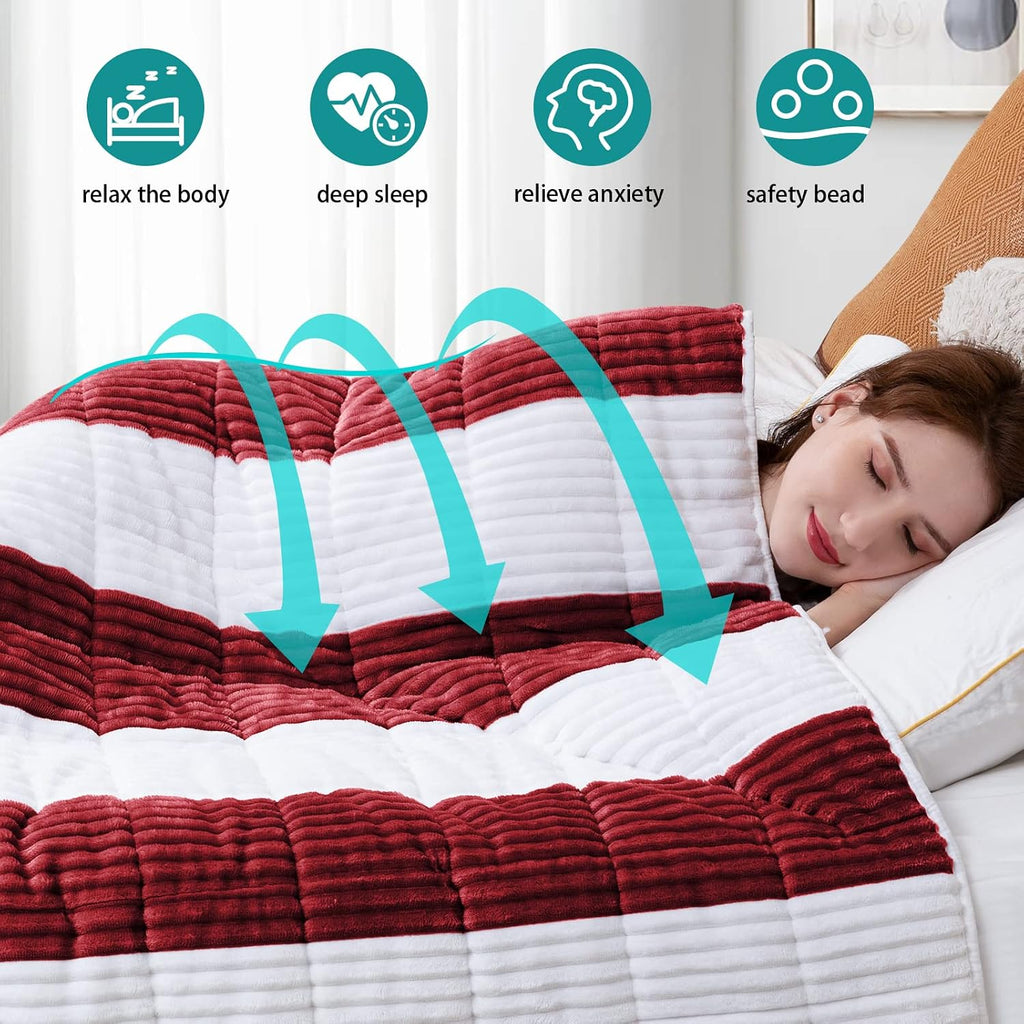 Sherpa Weighted Blanket for Adults 15lbs, 48"x72", Twin Full Size Fuzzy Heavy Throw Blanket for 140-160lbs