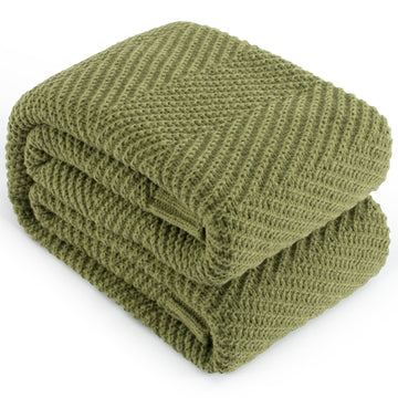Knitted Throw Blanket for Couch, 50X60 Chevron Bed Knit Throws