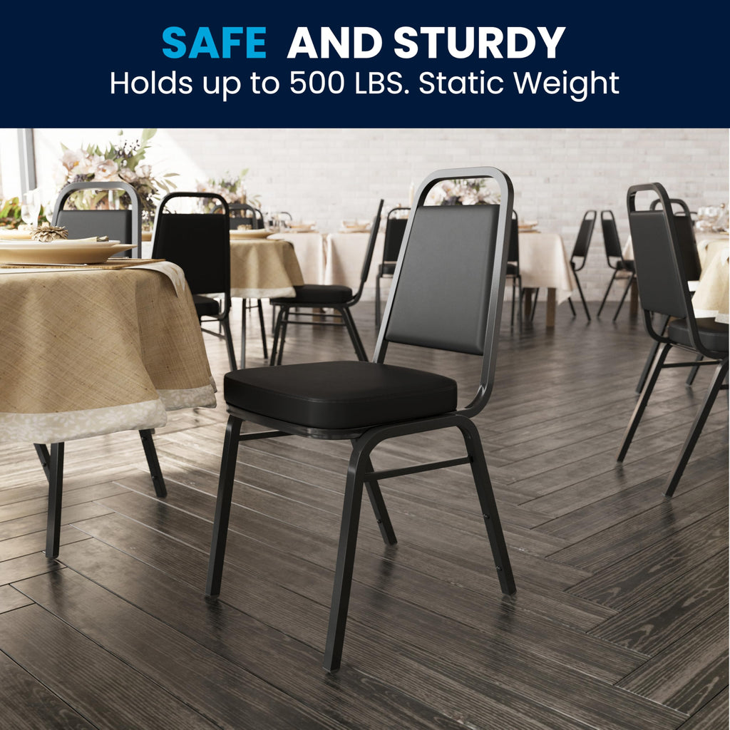 Trapezoidal Back Stackable Banquet Chair, Black