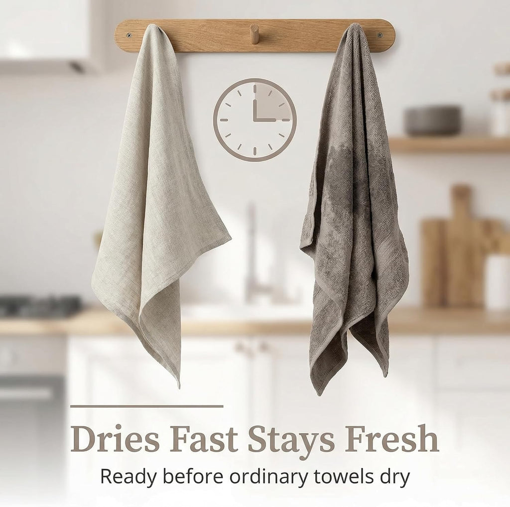 Pure Linen Flax Washcloths - 4-Pack Natural Dish Towels Set - Linen Tea Towel Cloth Napkins - Small Hand Towels