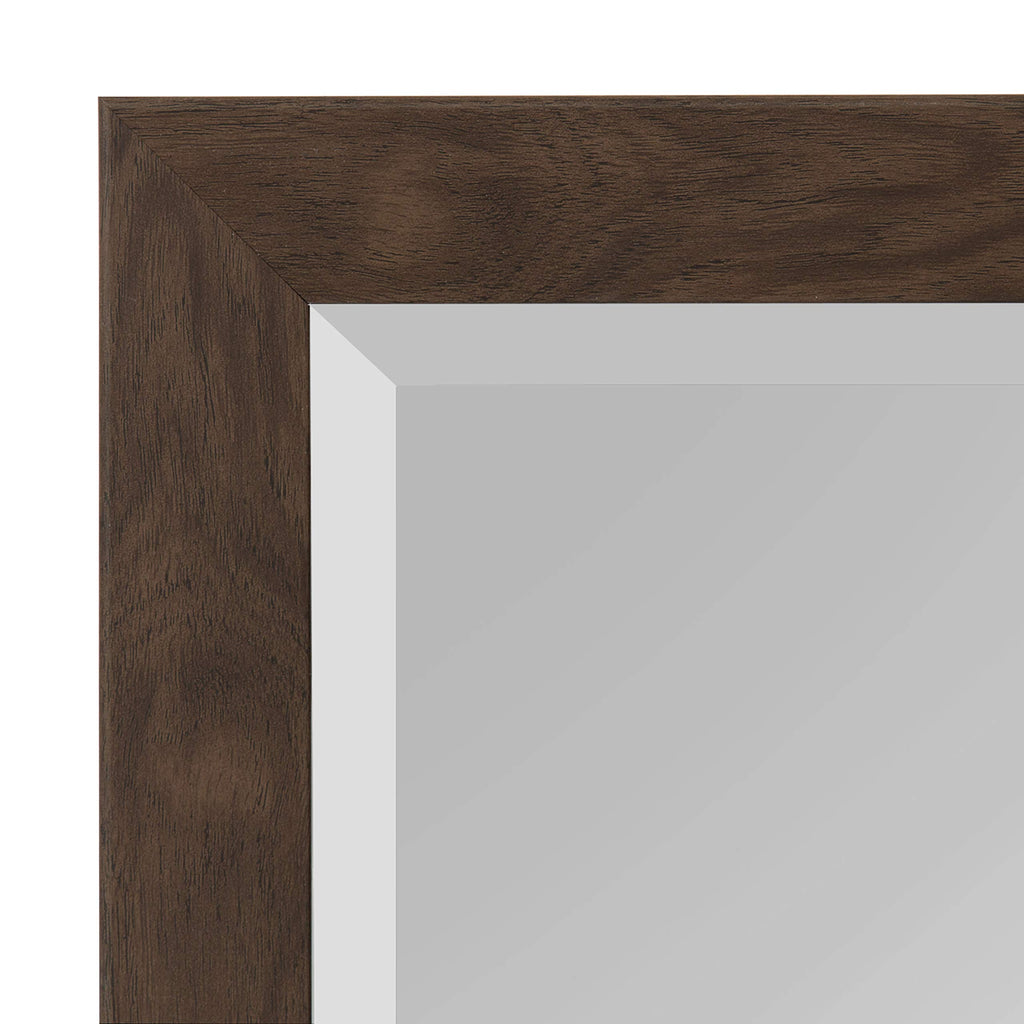 Beatrice Framed Decorative Rectangle Wall Mirror, 22 x 28, Walnut Brown, Farmhouse Rectangular Vanity Mirror for Use